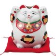 Photo6: Japanese Lucky Cat Kutani Porcelain Maneki Neko yonhachi kinmike H 14.5cm 