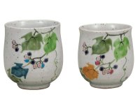 Kutani Porcelain Japanese tea cups yon nobudo (set of 2)