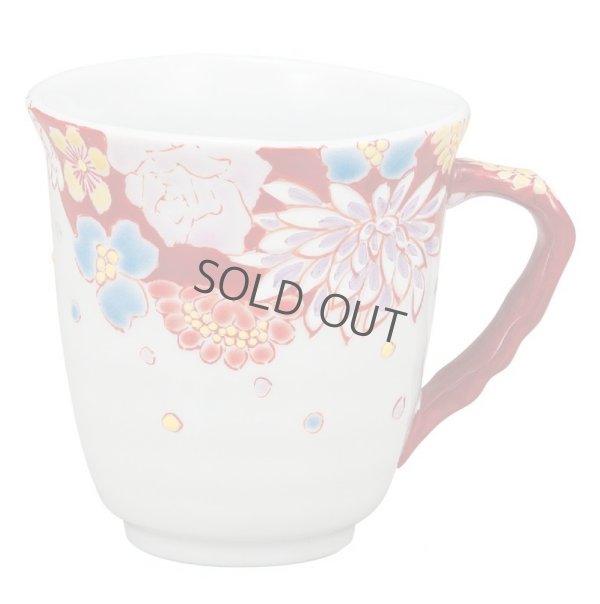 Photo9: Kutani Porcelain Japanese mug coffee tea cup hanazume D 9cm