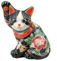 Photo10: Japanese Lucky Cat Kutani Porcelain Maneki Neko gogo black kokuseika H 16.5cm 