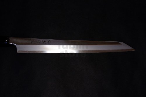 Other Images2: SAKAI TAKAYUKI Limited Edition Ginsan Yasuki silver-3 steel Mirror Finish Ebony wood Kengata Kiritsuke Sashimi knife 300mm