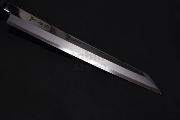 Photo1: SAKAI TAKAYUKI Limited Edition Ginsan Yasuki silver-3 steel Mirror Finish Ebony wood Kengata Kiritsuke Sashimi knife 300mm