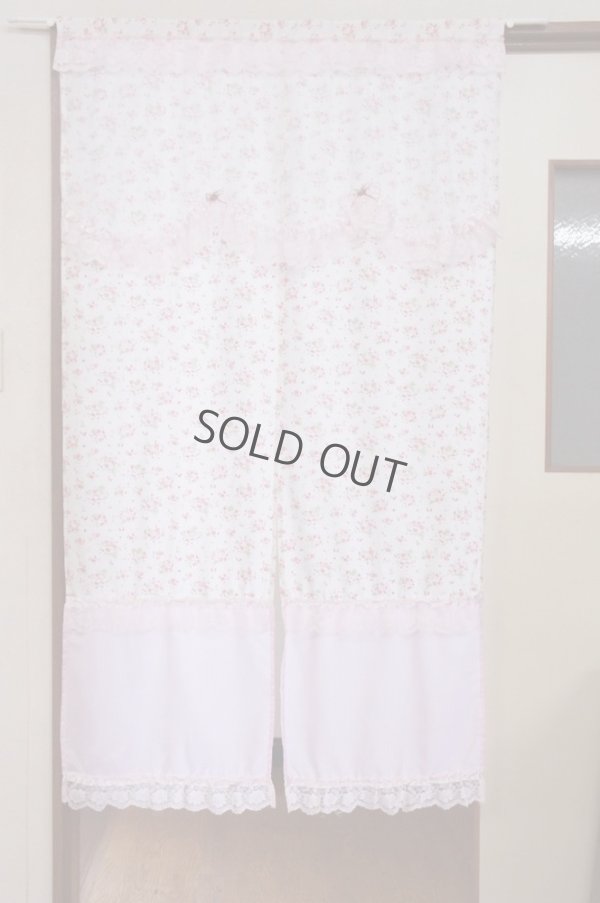 Photo1: Noren CSMO Japanese door curtain Fancy Flower white x pink 85 x 150cm