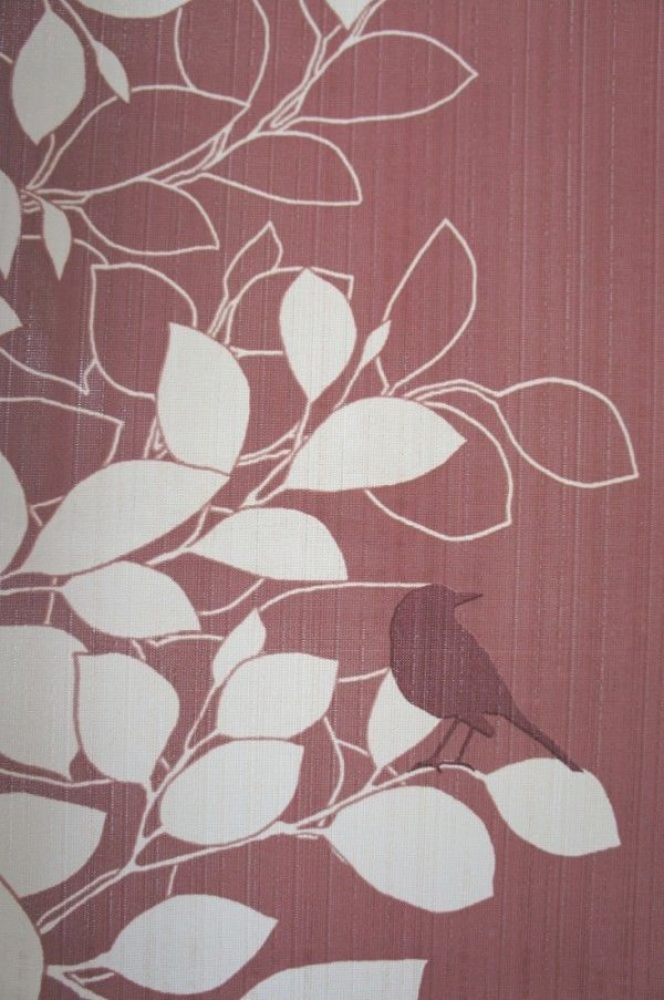 Photo2: Noren CSMO Japanese door curtain Bird & Leaves 85 x 170cm