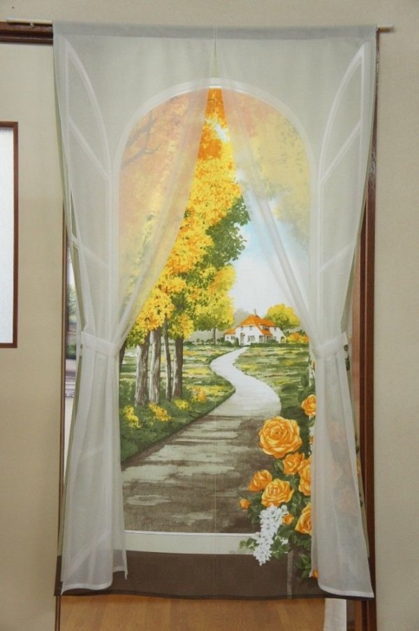 Photo2: Noren CSMO Japanese door curtain Rose garden 85 x 150cm