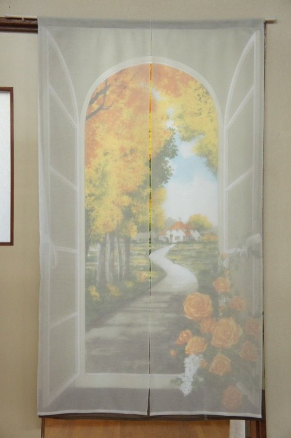 Photo1: Noren CSMO Japanese door curtain Rose garden 85 x 150cm