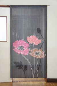 Noren CSMO Japanese door curtain Lined Poppy 85 x 170cm