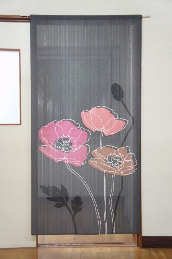 Photo1: Noren CSMO Japanese door curtain Lined Poppy 85 x 170cm