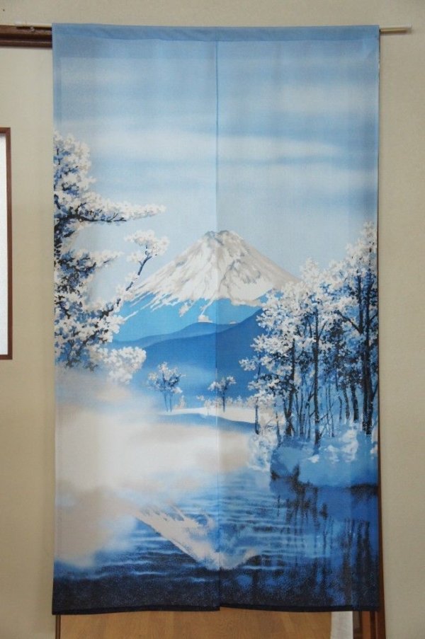 Photo1: Noren CSMO Japanese door curtain Shiki-Fuji(winter) 85 x 150cm