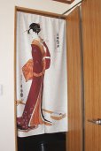 Photo2: Noren CSMO Japanese door curtain shamisen ukiyoe bijin woman 85 x 150cm (2)