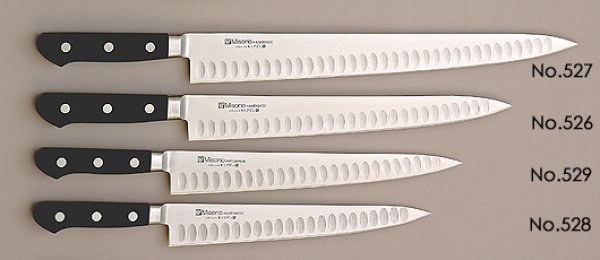 Photo2: Misono Molybdenum stainless Japanese Sujihiki Slicer Salmon Dimple blade knife