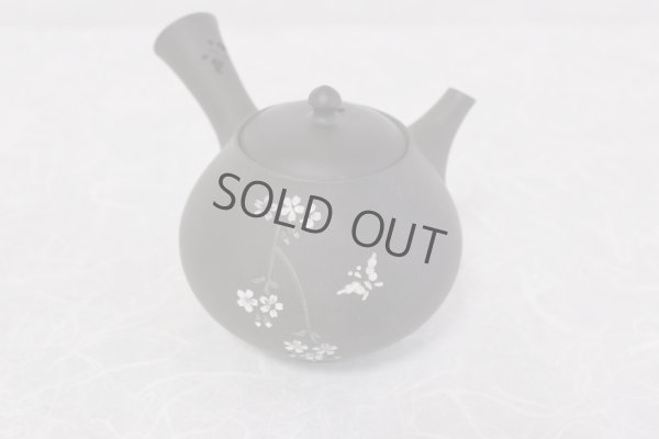 Photo15: Tokoname Japanese tea pot kyusu YT black butterfly sakura Seiho 180ml
