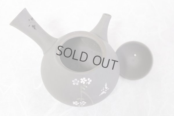 Photo10: Tokoname Japanese tea pot kyusu YT black butterfly sakura Seiho 180ml