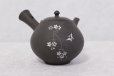 Photo16: Tokoname Japanese tea pot kyusu YT black butterfly sakura Seiho 180ml