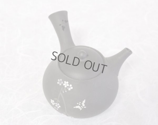 Photo14: Tokoname Japanese tea pot kyusu YT black butterfly sakura Seiho 180ml