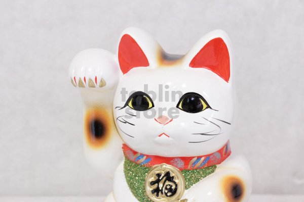 Photo5: Japanese Lucky Cat Tokoname ware YT Porcelain Maneki Neko koban right hand H23cm