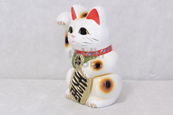 Photo2: Japanese Lucky Cat Tokoname ware YT Porcelain Maneki Neko koban right hand H23cm