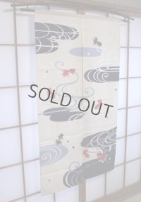 Noren CSMO Japanese door curtain namima goldfish cotton  85 x 150cm