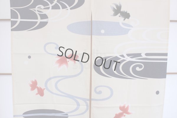 Photo6: Noren CSMO Japanese door curtain namima goldfish cotton  85 x 150cm