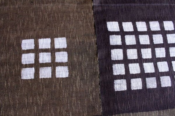 Photo7: Kyoto Noren SB Japanese batik door curtain Koshi Check brown 88cm x 150cm