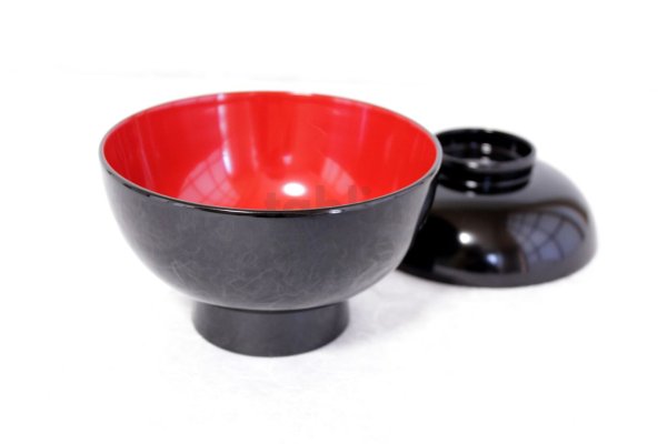 Photo4: Japanese Echizen Urushi lacquer soup bowl wan black zouni w/ lid D13.1cm　