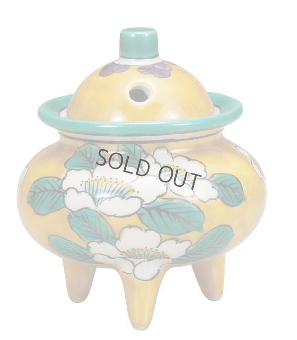 Photo10: Kutani Porcelain Japanese incense burner koro yoshidaya sazanka H 8.5cm