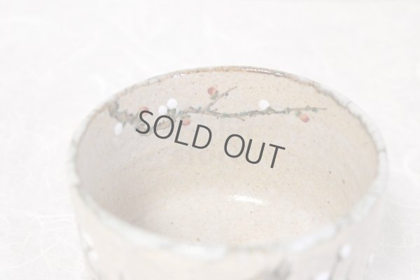 Photo14: Kiyomizu Kyoto porcelain Japanese matcha tea bowl chawan white plum Ryoji