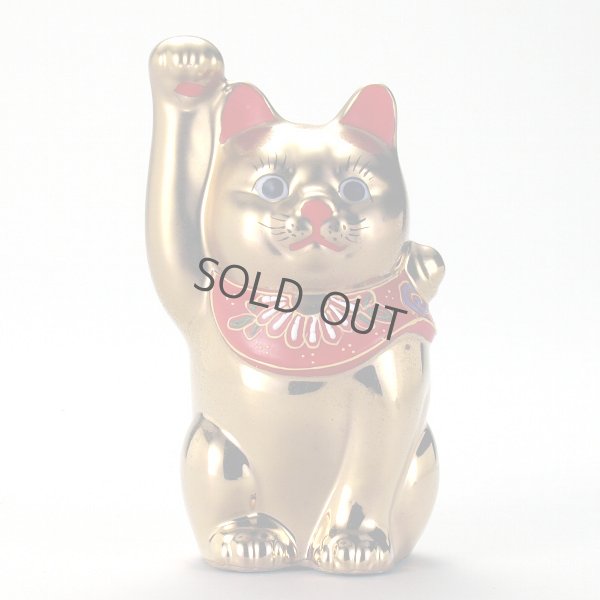 Photo9: Japanese Lucky Cat Kutani Porcelain Maneki Neko gold  kinnuri H 13.5cm