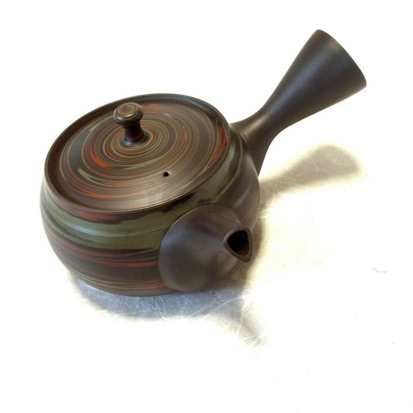 Photo1: Tokoname Japanese tea pot kyusu Tosen ceramic tea strainear nerikomi 310ml