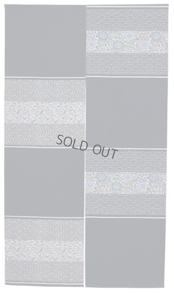 Photo3: Noren Japanese door curtain daichi bassen hana flower komon cotton 85 x 150cm