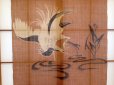 Photo4: Noren Mitsuru Japanese linen door curtain Kakishibu sagi egret 88 x 150cm