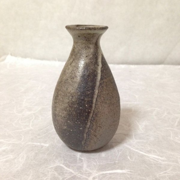 Photo6: Shigaraki pottery Japanese Sake bottle & cup set glaze kawari