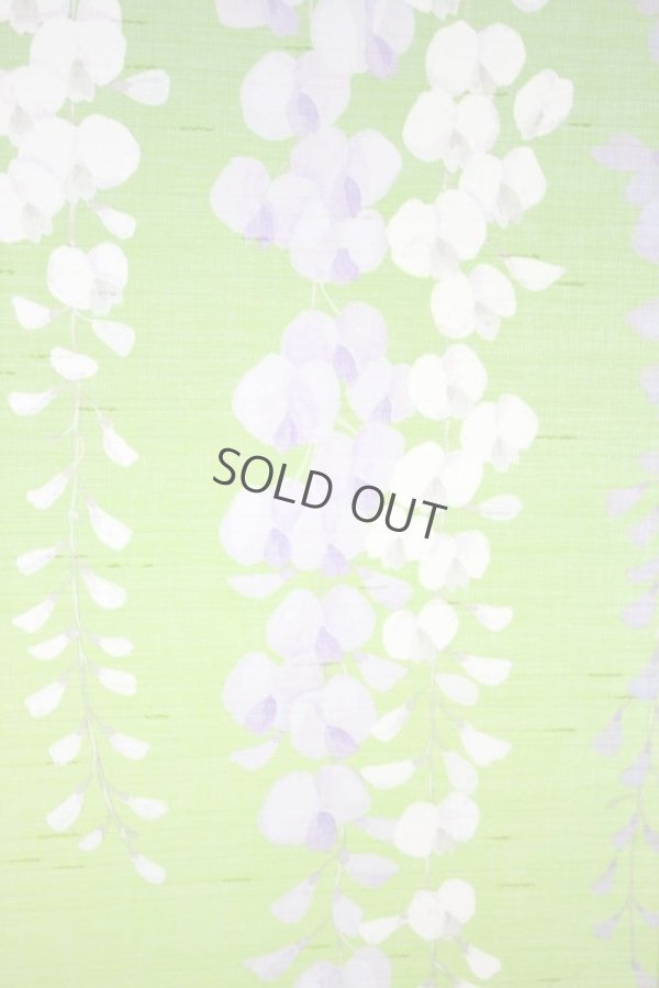 Photo4: Noren Japanese Curtain Doorway NM fuji wisteria green 85 x 150cm