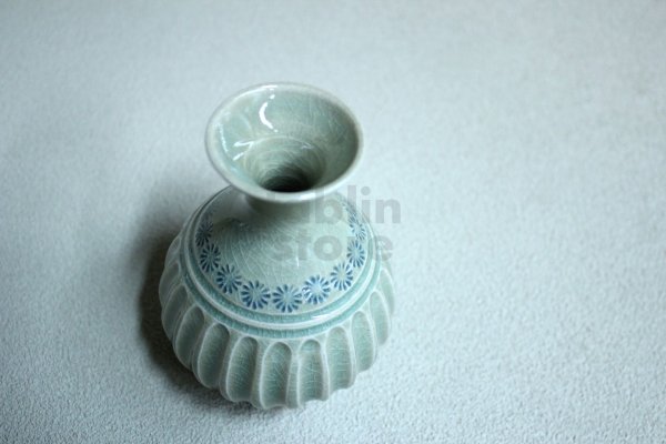 Photo2: Kiyomizu porcelain Japanese tokkuri sake bottle vase Minoru Ando shinogi haiyu 