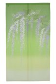 Photo2: Noren Japanese Curtain Doorway NM fuji wisteria green 85 x 150cm (2)