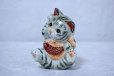 Photo6: Japanese Lucky Cat Kutani Porcelain Maneki Neko yomogi cat hold fish H11.5cm