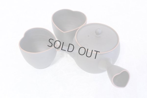 Photo1: Tokoname Japanese tea pot set Yukitaka heart-shaped ceramic tea strainer 230ml