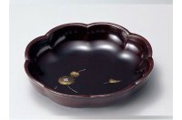 Japanese Echizen Urushi lacquer Serving bowl moribachi chinkin hana D23.6cm