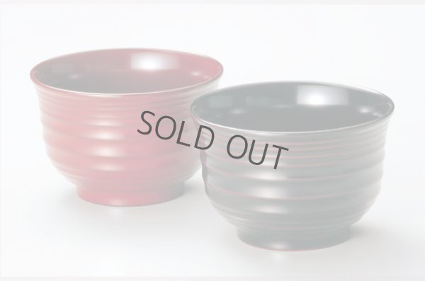 Photo1: Japanese Echizen Urushi lacquer soup rice bowl wan akatsuki nami D11cm set of 2