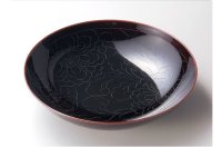 Japanese Echizen Urushi lacquer Serving bowl peony pattern ryu D21.5cm
