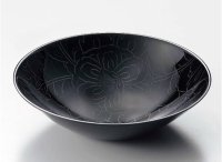 Japanese Echizen Urushi lacquer Serving bowl peony pattern kuro moriki D19cm