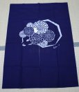 Photo3: Kyoto Noren SB Japanese batik door curtain navy-blue chrysanthemum 85 x 120 cm (3)