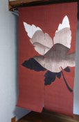 Photo3: Noren Mitsuru Japanese linen door curtain Bengarazome maple mountain 88 x 150cm