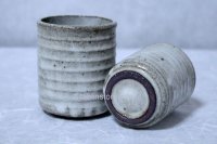 Shigaraki pottery Japanese tea cups nezumi hai yunomi set of 2