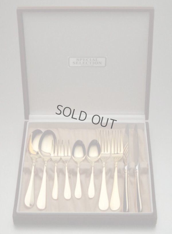 Photo1: Arasawa Flatware Set stainless cutlery gold color finish bloom made in Japan