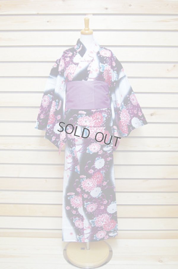 Photo2: Japanese Yukata women's Kimono sweet cotton 100% with obi band