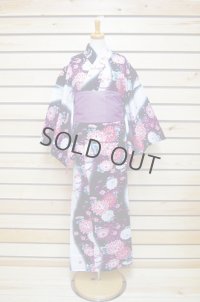 Japanese Yukata women's Kimono sweet cotton 100% with obi band