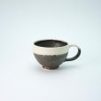 Photo1: Kiyomizu Japanese pottery tea mug coffee cup Daisuke white-line black maru 120ml (1)