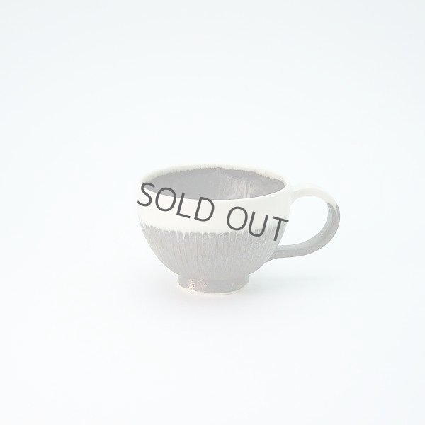 Photo1: Kiyomizu Japanese pottery tea mug coffee cup Daisuke white-line black maru 120ml