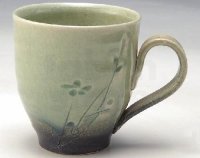 Shigaraki ware Japanese pottery tea mug coffee cup seiji hana komon 300ml